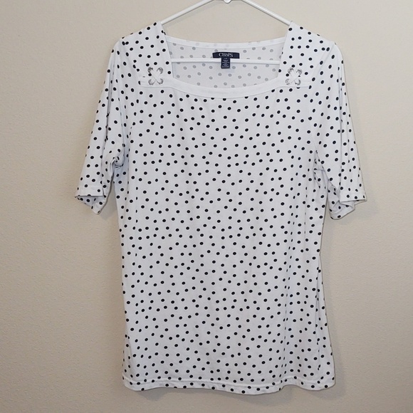 Chaps Tops - Chaps Women's Short Sleeve Square Neck Cotton TShirt with Decorative Trim